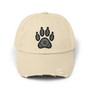 Unisex Distressed Cap with Dog Paw Print, Dog/Cat Lover Gift, Animal Rescue Theme