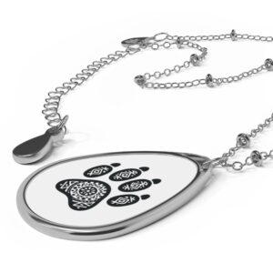 Paw Print Oval Necklace - Elegant Animal Lover Jewelry, Dog/Cat Lover Gift Ideas