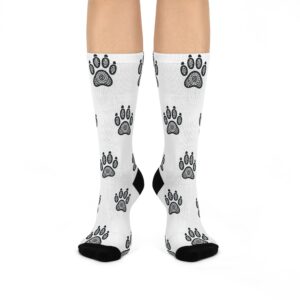Paw Print Crew Socks, Cozy Animal Lover Gift, Comfortable Socks for Dog Owners, Cute Pet Socks, Fun Socks for Everyday Wear
