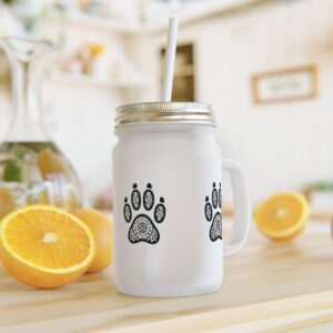 Paw Print Mason Jar, Cute Pet Lover Drinkware, Dog/Cat Lover Gifts, Fun Animal Rescue Theme